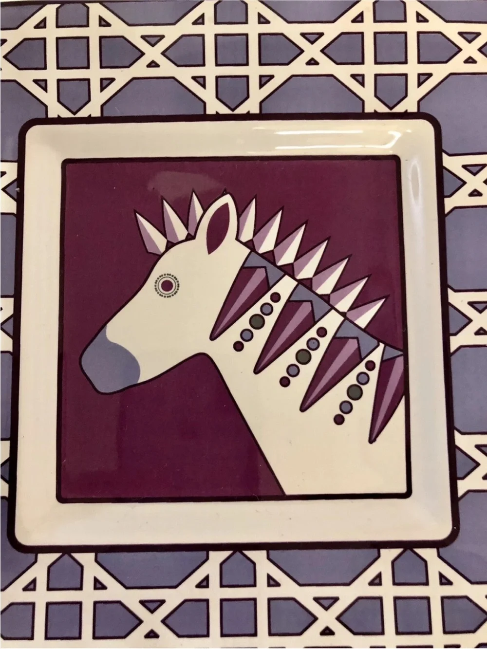 Jonathan Adler Happy Chic Square Purple Zebra Trinket Dish Plate
